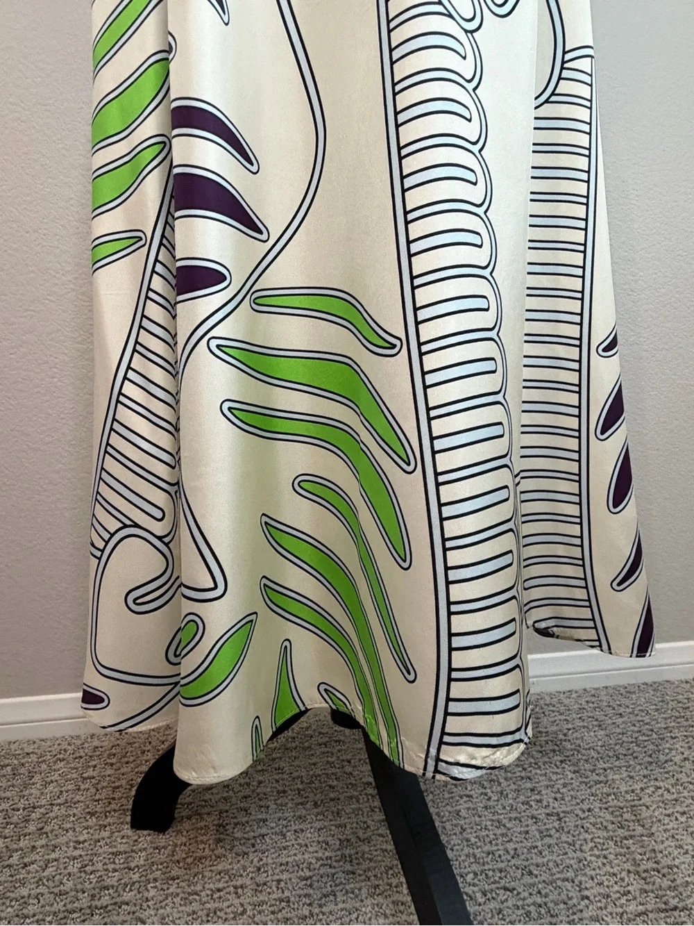 Tory Burch Printed Silk Twill Shirtdress Ivory Zebra Motif Midi Dress Sz 8